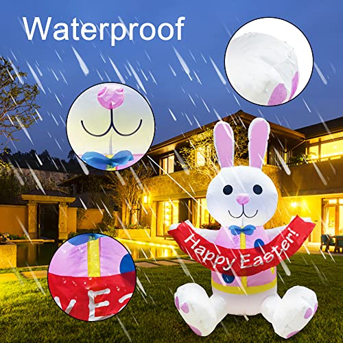 Easter Inflatables Bunny, 3.5FT w/ Built-in LED Lights