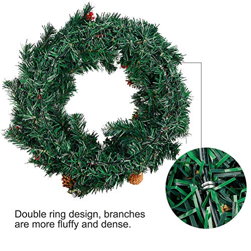 24 Inch  Artificial Christmas Wreath w/ 50 LED Lights