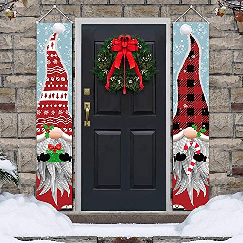Gnomes Porch Sign Banners Hanging Christmas Decorations