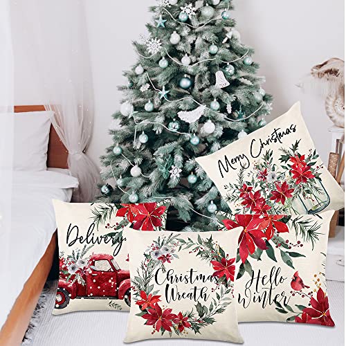 Set of 4 Christmas Pillow Covers 18X18 Inch