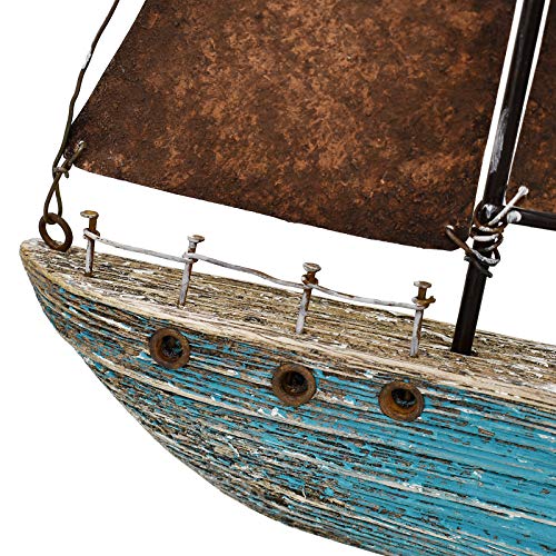 15" Wooden Sailboat Nautical Home Decoration