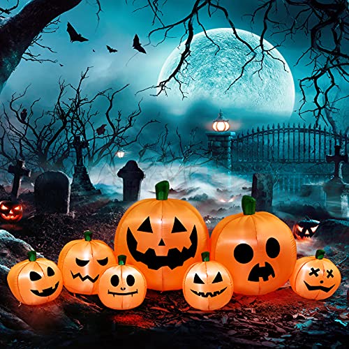 8 Ft Halloween Inflatable Pumpkin Patch Family Decoration