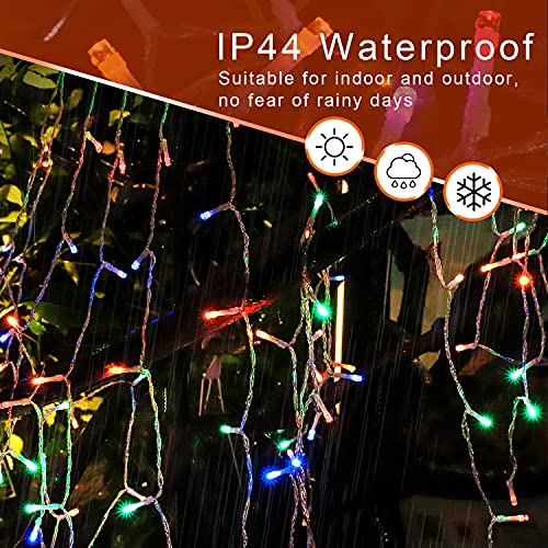 Christmas Star String Lights 317 LED  Waterproof String Lights with Star Topper, 8 Lighting Modes Waterfall Lights for Tree Decor