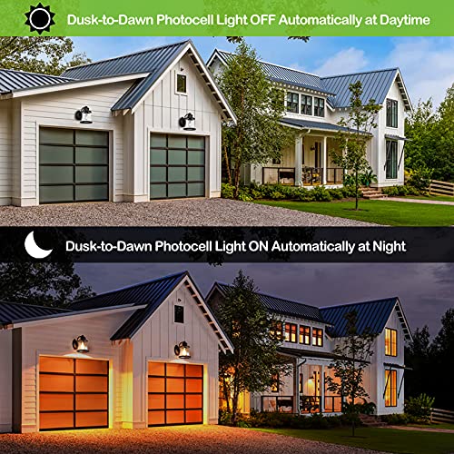 2 Pack Sensor Dusk to Dawn Outdoor Wall Lanterns, Anti-Rust w/ Clear Seeded Shade,