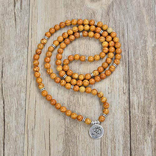 Yoga Symbol Pendant Charm 108 Mala Beads Meditation Bracelet Necklace