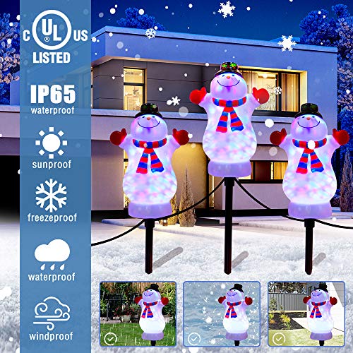 3 Pcs Snowman Christmas Decoration w/  LED-Waterproof, Plug in