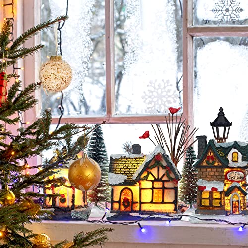 Christmas Lighted Winter Village Houses Set