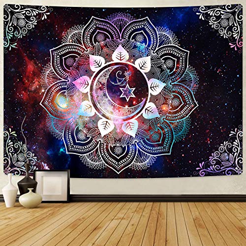 Moon Star Celestial Galaxy Starry Psychedelic Trippy Hippie Boho Mandala Tapestry