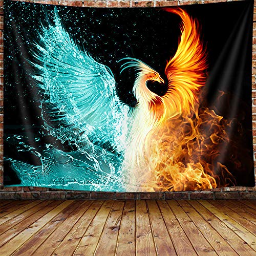 Water Ice & Fire Rising Phoenix Tapestry Wall Decoration (60W X 40H)