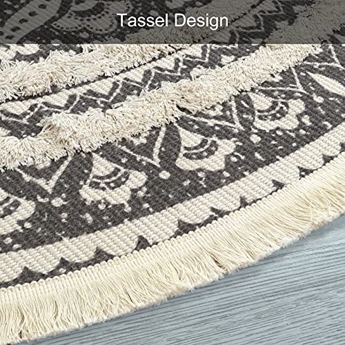 Boho Mandala Runner & Area Rug, Black and Cream