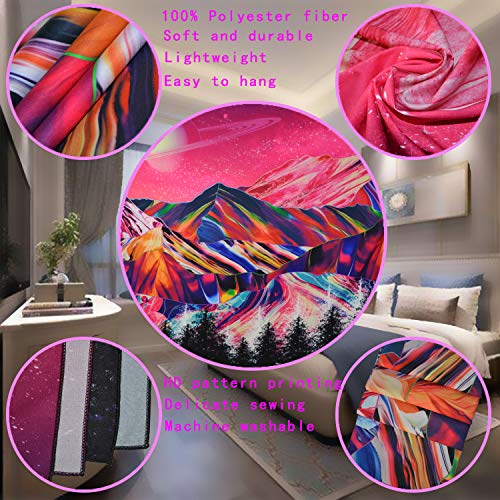 Trippy Mountains Planet Tapestry Pink Nature Landscape Wall Decoration