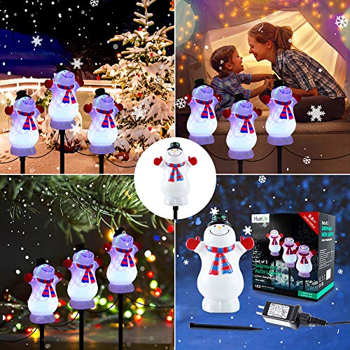 3 Pcs Snowman Christmas Decoration w/  LED-Waterproof, Plug in