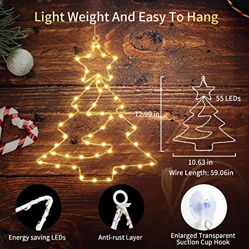 3PCS 55LEDs Christmas Window Hanging Lights Decoration