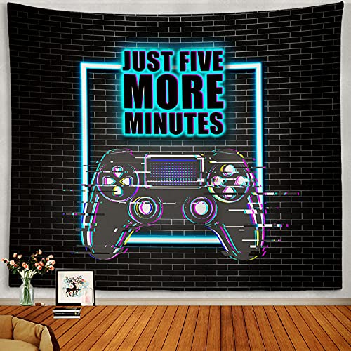 Gaming Room Decoration JUST FIVE MORE MINUTES Cool Neon Tapestry 80x60 Inches