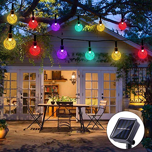 50 LED 24Ft Outdoor String Lights Multi-Colored Waterproof Crystal Ball Fairy Solar String Lights Garden