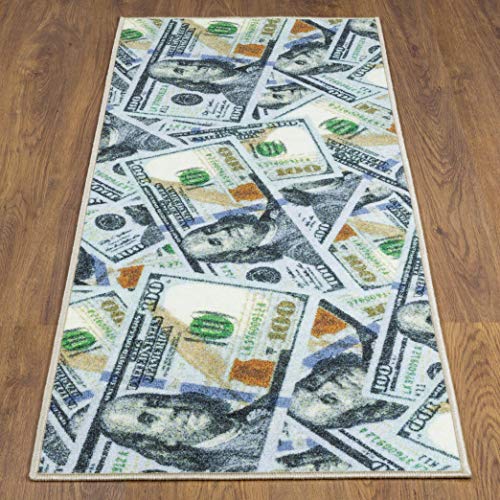 $100 Dollar Bill Runner Rug, Multicolor,