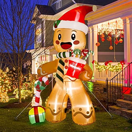 8ft Christmas Inflatables Gingerbread Man w/ LEDs