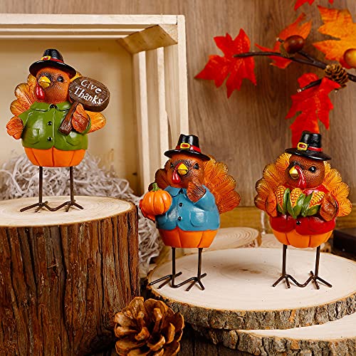 3 Pack Standing Turkeys Thanksgiving Decorations