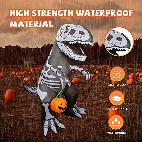 6.5ft Halloween  Inflatable Skeleton Dinosaur w/  Build-in LEDs