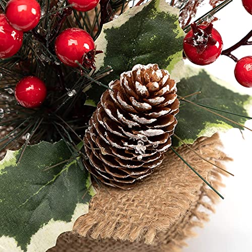 10-Inch Small Tabletop Christmas Tree with Red Berries