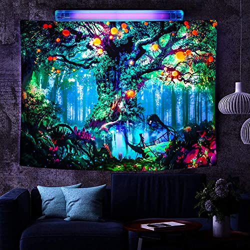 Glow in the Dark- UV Reactive Tree of Life Tapestry Wall Decor