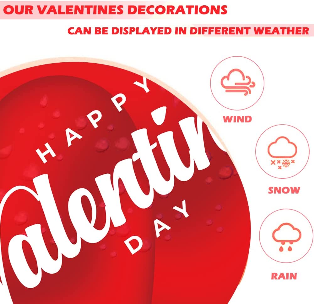 Valentine's Day Decor Yard Signs w/ Stakes-6PCS Large Corrugate Heart Flower Love Letter