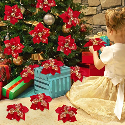 20 Packs Poinsettia Artificial Flowers for Christmas Tree Decoration