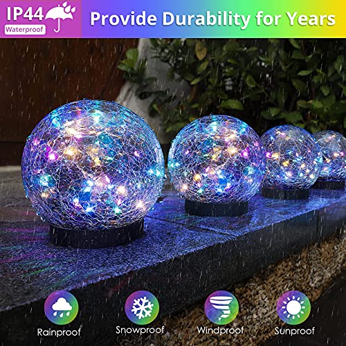 2-Pack Garden Solar Lights Decorative-  Cracked Glass Globe