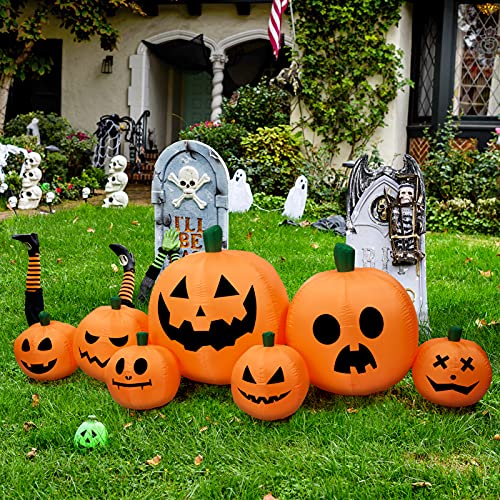 8 Ft Halloween Inflatable Pumpkin Patch Family Decoration