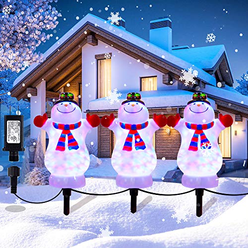 3 Pcs Snowman Christmas Decoration w/  LED-Waterproof, Plug in