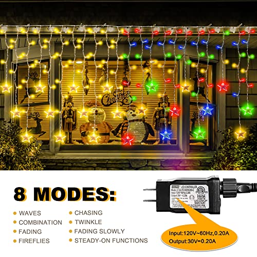 150 LED Icicle Christmas Lights w/ Stars