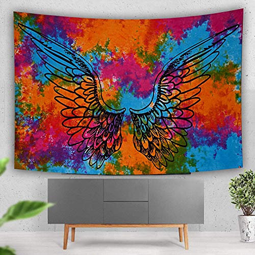 Tie Dye Mandala Angel Wings Hippie Boho Indian Tapestry Decorations  (55x85 Inches)