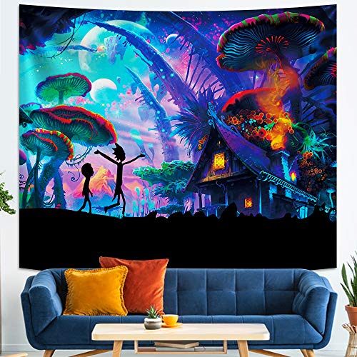Rick-Morty Psychedelic Mushroom Wall Tapestry