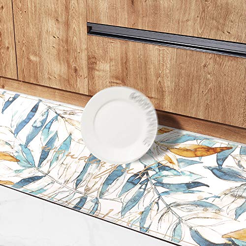 Kitchen Rug Set PVC Leather Anti Fatigue Heavy Duty Standing Mat Waterproof & Oil Proof