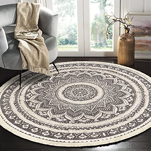 Boho Mandala Runner & Area Rug, Black and Cream
