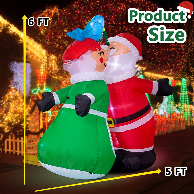 6FT Inflatable Christmas Decorations Santa & Mrs. Claus w/ LEDs