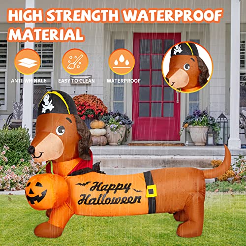 5 FT Halloween Inflatable Outdoor Dog w/ a Pumpkin Decoration