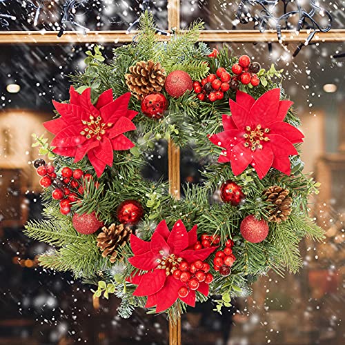 16 Inch Christmas Wreath for Front Door Decoration