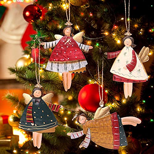 12 Pcs Dancing Angels Tin Christmas Tree Ornaments