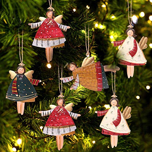 12 Pcs Dancing Angels Tin Christmas Tree Ornaments