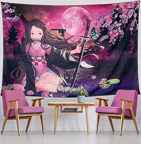 Butterfly Girl Demon Slayer Anime Tapestry Cartoon Poster 60x40"