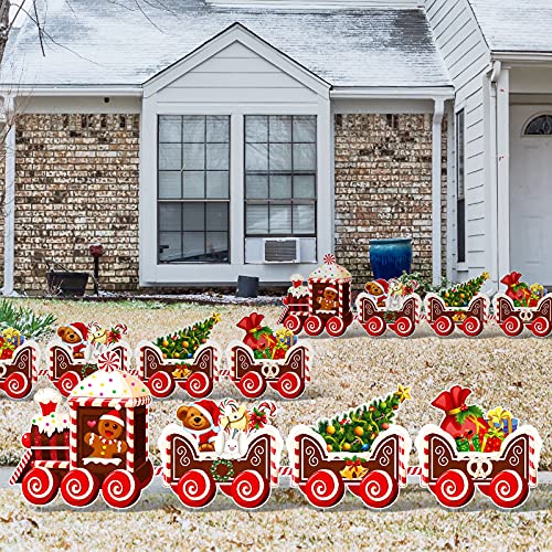 4 Pieces Christmas Train Outdoor Lawn Sign Decoration