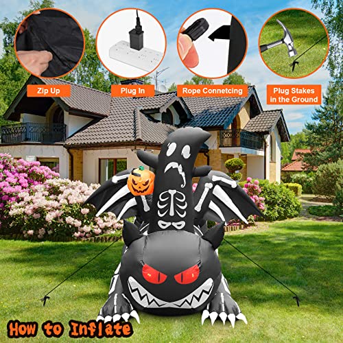 6FT Halloween Decorations Outdoor Inflatable Black Cat w/ White Ghost & Pumpkin