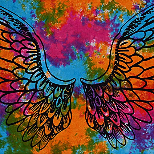 Tie Dye Mandala Angel Wings Hippie Boho Indian Tapestry Decorations  (55x85 Inches)