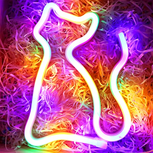 LED Cat Neon Lights for Wall Decor,Battery or USB Operated