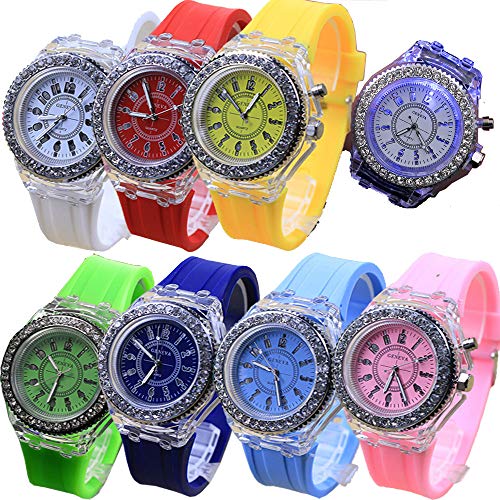 8 Pack LED Luminous Lights Watches for Women Men Unisex