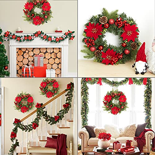 16 Inch Christmas Wreath for Front Door Decoration