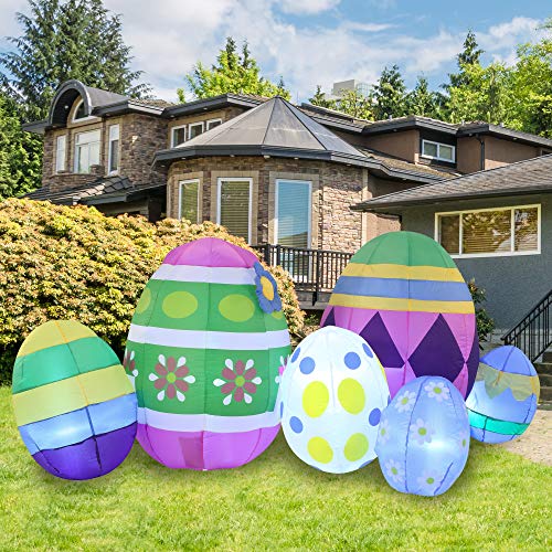 7.5 ft Long Easter Egg Inflatable w/ Build-in LEDs