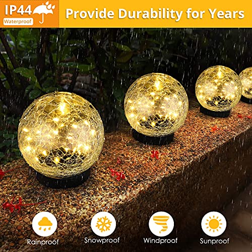 2-Pack Garden Solar Lights Decorative-  Cracked Glass Globe