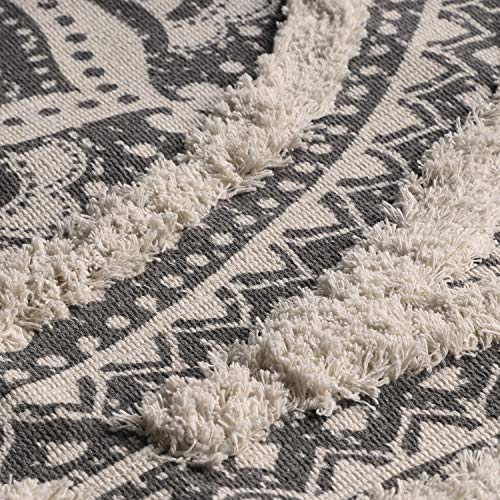 Boho Mandala Runner & Area Rug, Black and Cream